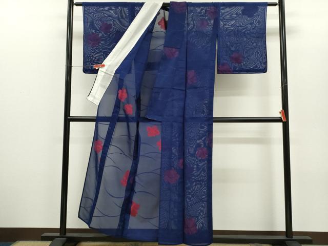 平和屋着物＊夏物　小紋　紗　舞花文　正絹　逸品　CABH7816ze