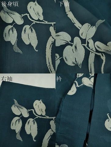 平和屋着物＊夏物　小紋　紗　枝葉文　正絹　逸品　CABH7817ze