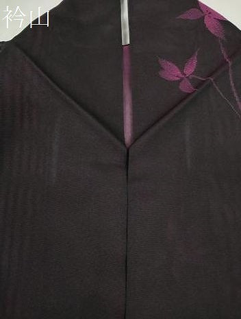 平和屋着物＊夏物　小紋　紗　枝葉文　黒地　正絹　逸品　CABH7820ze