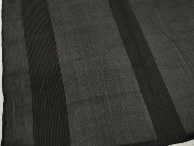 平和屋着物＊夏物　お召　紗　縞　黒地　正絹　逸品　CABH7822ze