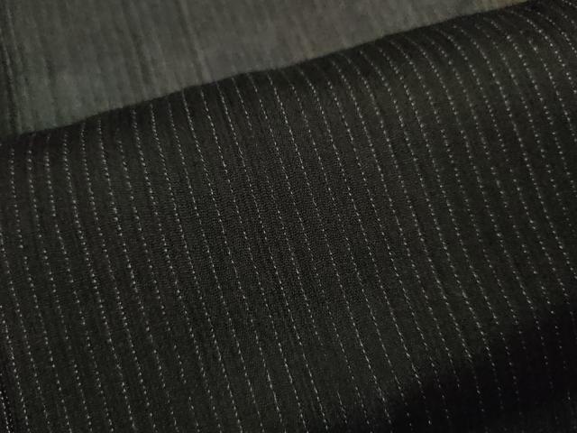 平和屋着物＊夏物　お召　紗　縞　黒地　正絹　逸品　CABH7822ze