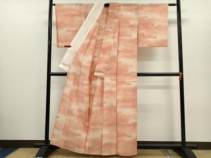 平和屋着物＊夏物　小紋　芝草紋紗　暈し染め　正絹　逸品　CABH7824ze