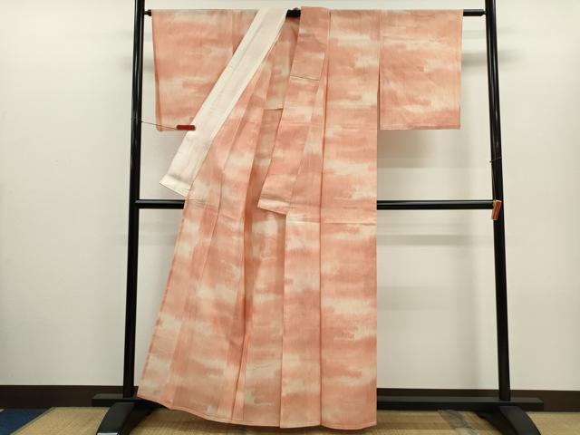 平和屋着物＊夏物　小紋　芝草紋紗　暈し染め　正絹　逸品　CABH7824ze
