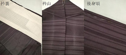 平和屋着物＊夏物　小紋　横段紋紗　滅紫色　正絹　逸品　CABH7857ze