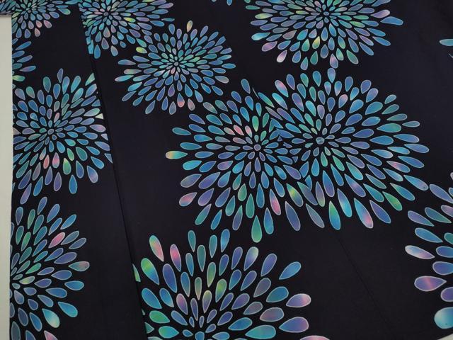 平和屋着物∴夏物　浴衣　注染　花火　手縫い　綿　逸品　CABH7863ze