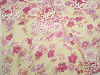 平和屋着物∴夏物　浴衣　草花文　金糸　綿　逸品　CABH7864ze