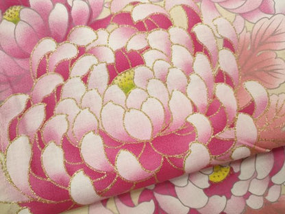 平和屋着物∴夏物　浴衣　草花文　金糸　綿　逸品　CABH7864ze