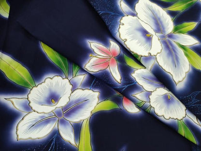 平和屋着物∴夏物　浴衣　ラメ　カトレア　銀彩　綿　逸品　CABH7869ze