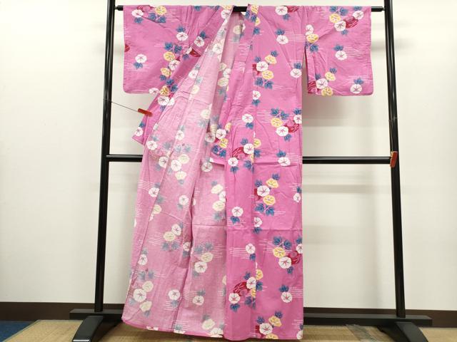 平和屋着物∴夏物　浴衣　風鈴　朝顔　綿　逸品　CABH7873ze