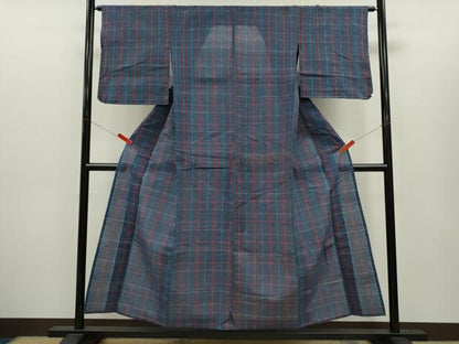 平和屋着物∴夏物　阿波しじら織　浴衣　格子柄　綿　逸品　CABH7874ze
