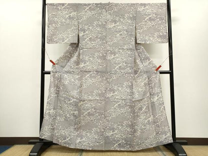 平和屋着物＊夏物　小紋・浴衣兼用　絹紅梅　切嵌御所解文　絹綿　逸品　CABH7876ze