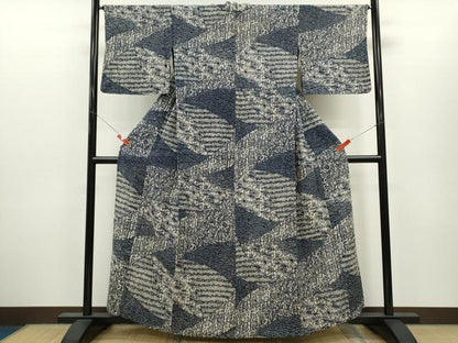 平和屋着物∴夏物　浴衣　注染　切嵌吉祥文　手縫い　綿　逸品　CABH7878ze