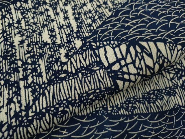 平和屋着物∴夏物　浴衣　注染　切嵌吉祥文　手縫い　綿　逸品　CABH7878ze