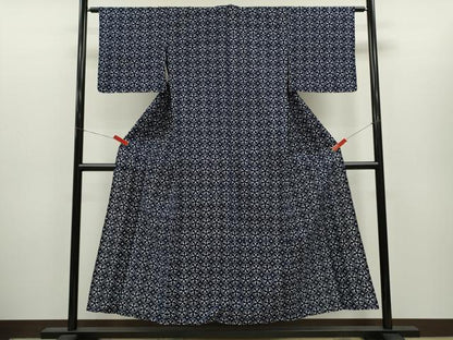 平和屋着物∴夏物　浴衣　注染　花尽くし　手縫い　綿　逸品　CABH7881ze