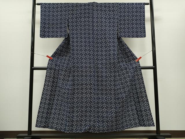 平和屋着物∴夏物　浴衣　注染　花尽くし　手縫い　綿　逸品　CABH7881ze