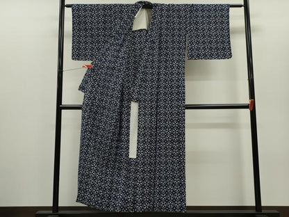 平和屋着物∴夏物　浴衣　注染　花尽くし　手縫い　綿　逸品　CABH7881ze