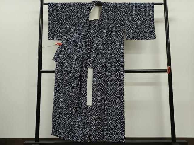 平和屋着物∴夏物　浴衣　注染　花尽くし　手縫い　綿　逸品　CABH7881ze