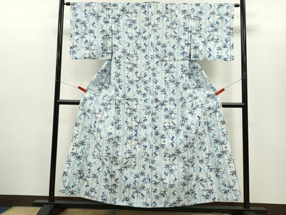 平和屋着物∴夏物　浴衣　注染　笹竹梅文　綿　逸品　CABH7882ze