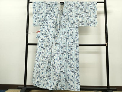 平和屋着物∴夏物　浴衣　注染　笹竹梅文　綿　逸品　CABH7882ze