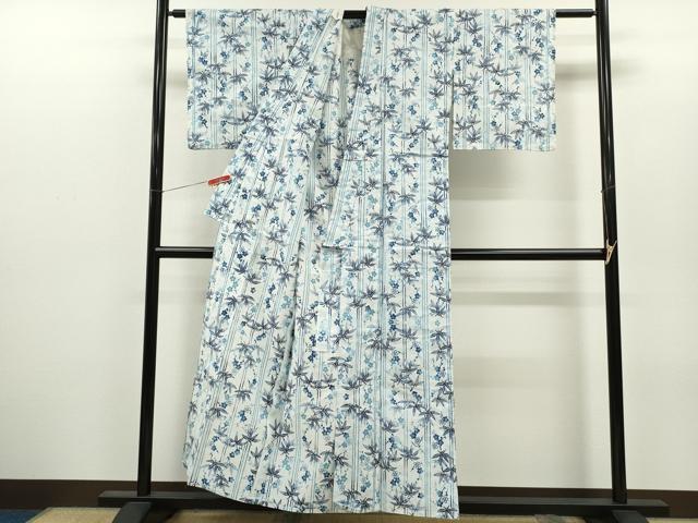 平和屋着物∴夏物　浴衣　注染　笹竹梅文　綿　逸品　CABH7882ze