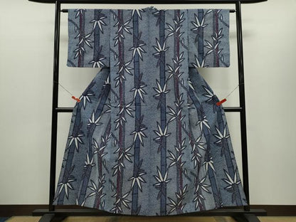平和屋着物∴夏物　浴衣　笹竹文　リップル生地　綿　逸品　CABH7885ze