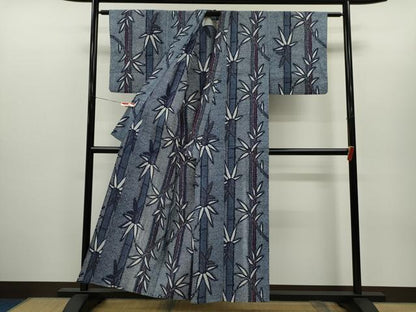 平和屋着物∴夏物　浴衣　笹竹文　リップル生地　綿　逸品　CABH7885ze