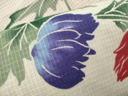 平和屋着物∴ファッションデザイナー　コシノジュンコ　夏物　浴衣　綿紅梅　草花文　綿　逸品　CABH7886ze