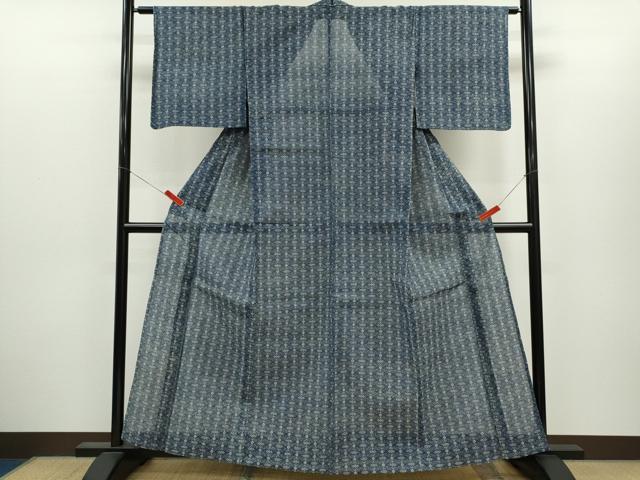 平和屋着物∴夏物　浴衣　綿絽　注染　蜀江菱花文　綿　逸品　未使用　CABH7887ze