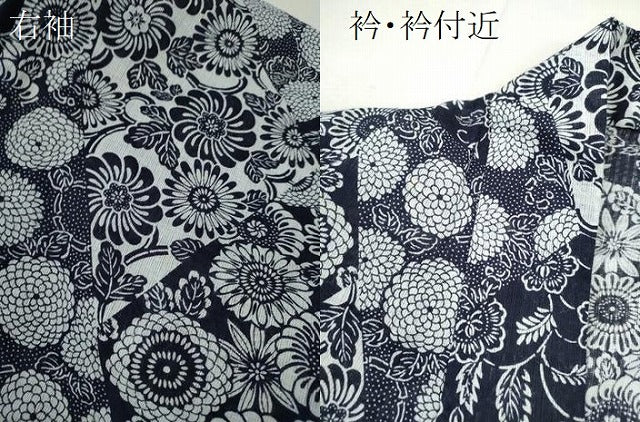 平和屋着物∴夏物　小紋・浴衣兼用　切嵌花唐草文　綿麻　逸品　CABH7888ze