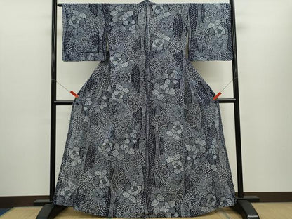 平和屋着物∴夏物　浴衣　綿絽　注染　立涌草花文　綿　逸品　CABH7891ze