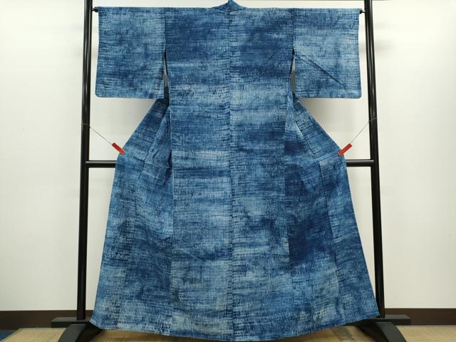 平和屋着物∴夏物　浴衣　注染　縞　手縫い　綿　逸品　CABH7897ze