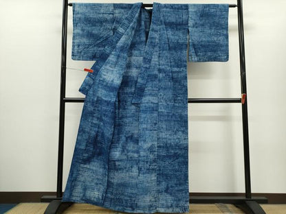 平和屋着物∴夏物　浴衣　注染　縞　手縫い　綿　逸品　CABH7897ze