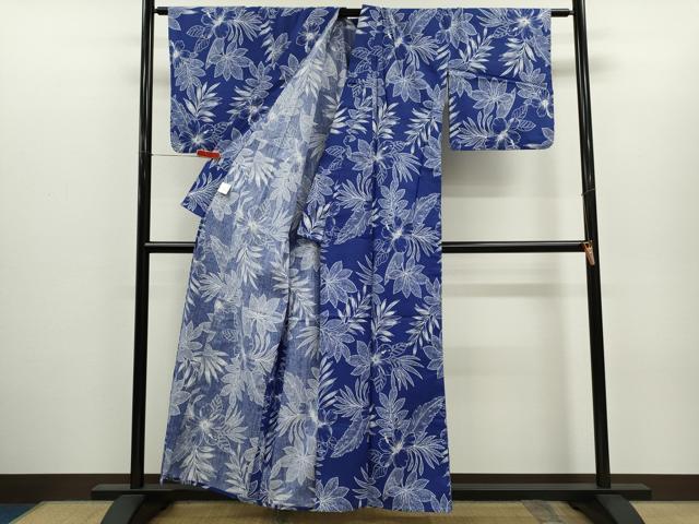 平和屋着物∴夏物　浴衣　三勝染　ハイビスカス　綿　逸品　CABH7898ze