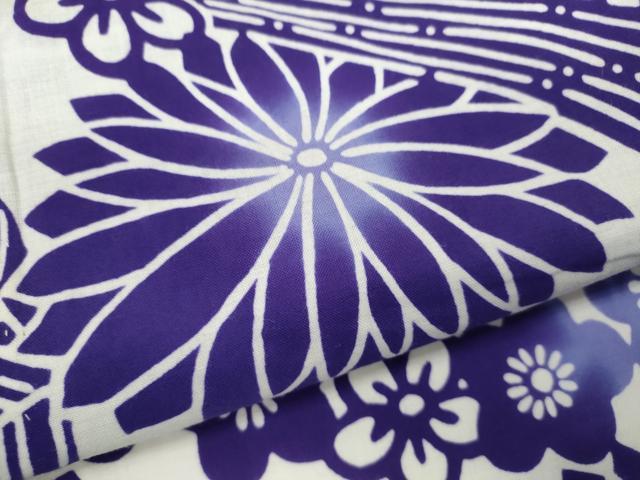 平和屋着物∴夏物　浴衣　注染　草花文　日本製　綿　逸品　CABH7899ze