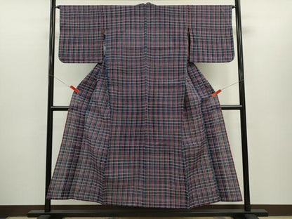平和屋着物∴夏物　阿波しじら織　浴衣　格子柄　綿　逸品　CABH7901ze