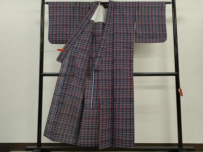 平和屋着物∴夏物　阿波しじら織　浴衣　格子柄　綿　逸品　CABH7901ze