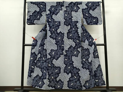 平和屋着物∴夏物　浴衣　有松鳴海絞り　草花文　綿　逸品　CABH7902ze