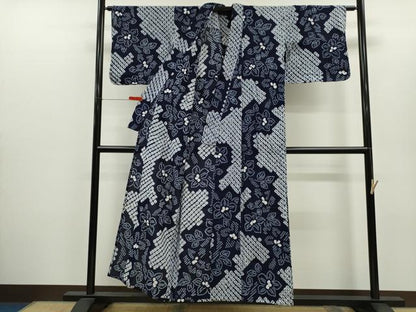 平和屋着物∴夏物　浴衣　有松鳴海絞り　草花文　綿　逸品　CABH7902ze