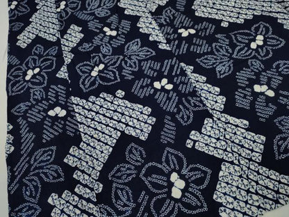 平和屋着物∴夏物　浴衣　有松鳴海絞り　草花文　綿　逸品　CABH7902ze