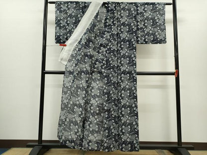 平和屋着物＊夏物　小紋・浴衣兼用　絹紅梅　紫陽花　絹綿　逸品　CABH7905ze