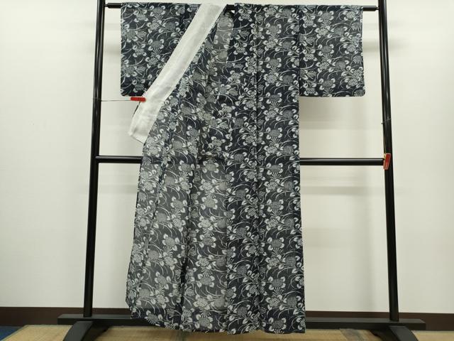 平和屋着物＊夏物　小紋・浴衣兼用　絹紅梅　紫陽花　絹綿　逸品　CABH7905ze