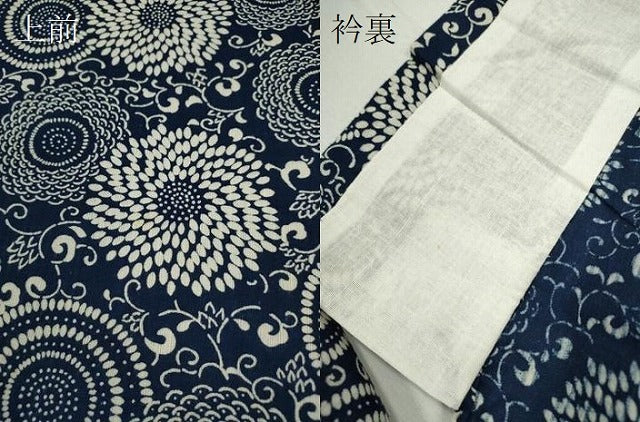 平和屋着物∴夏物　浴衣　注染　菊唐草文　手縫い　綿　逸品　未使用　CABH7907ze