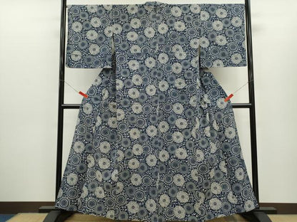 平和屋着物∴夏物　浴衣　注染　菊唐草文　手縫い　綿　逸品　未使用　CABH7907ze
