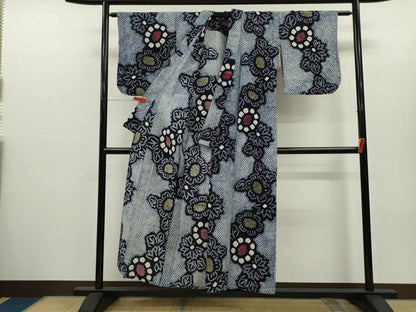 平和屋着物∴夏物　浴衣　有松鳴海絞り　草花文　綿　逸品　CABH7912ze
