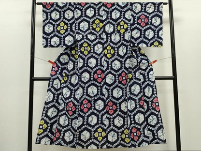 平和屋着物∴夏物　浴衣　有松鳴海絞り　亀甲菱花文　綿　逸品　未使用　CABH7915ze