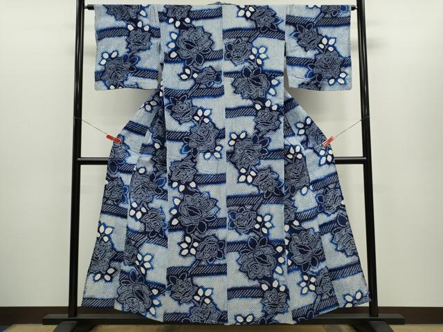 平和屋着物∴夏物　浴衣　有松鳴海絞り　バラ　綿　逸品　CABH7917ze