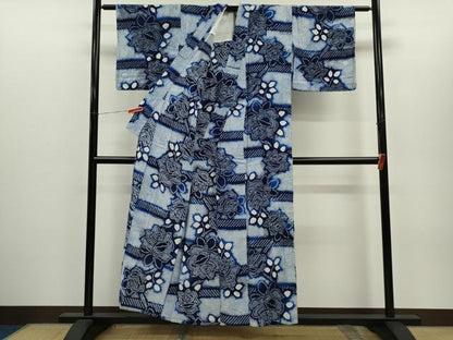 平和屋着物∴夏物　浴衣　有松鳴海絞り　バラ　綿　逸品　CABH7917ze