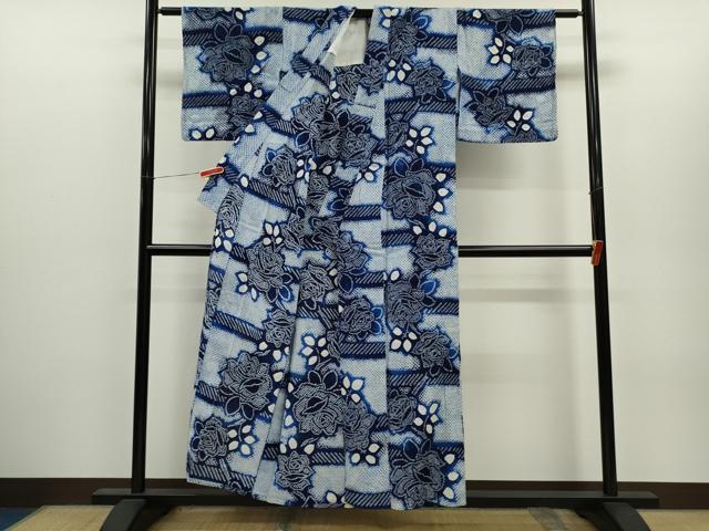 平和屋着物∴夏物　浴衣　有松鳴海絞り　バラ　綿　逸品　CABH7917ze