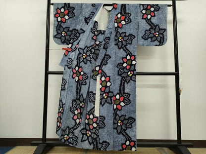 平和屋着物∴夏物　浴衣　有松鳴海絞り　草花文　綿　逸品　CABH7922ze