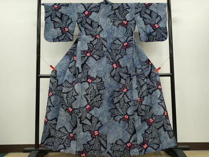 平和屋着物∴夏物　浴衣　有松鳴海絞り　束ね熨斗文　綿　逸品　CABH7923ze
